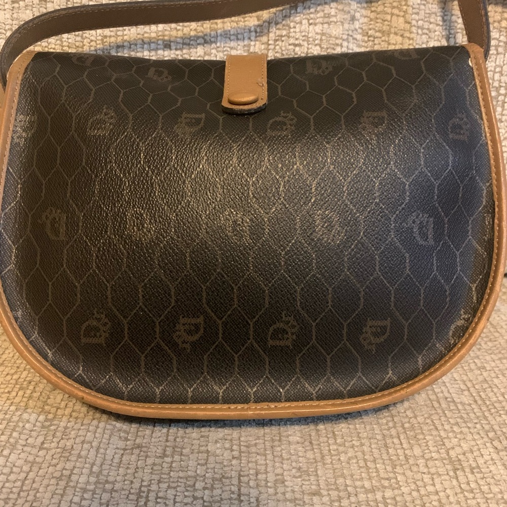 VINTANG CHRISTIAN DIOR Brown and Tan Crossbody Bag